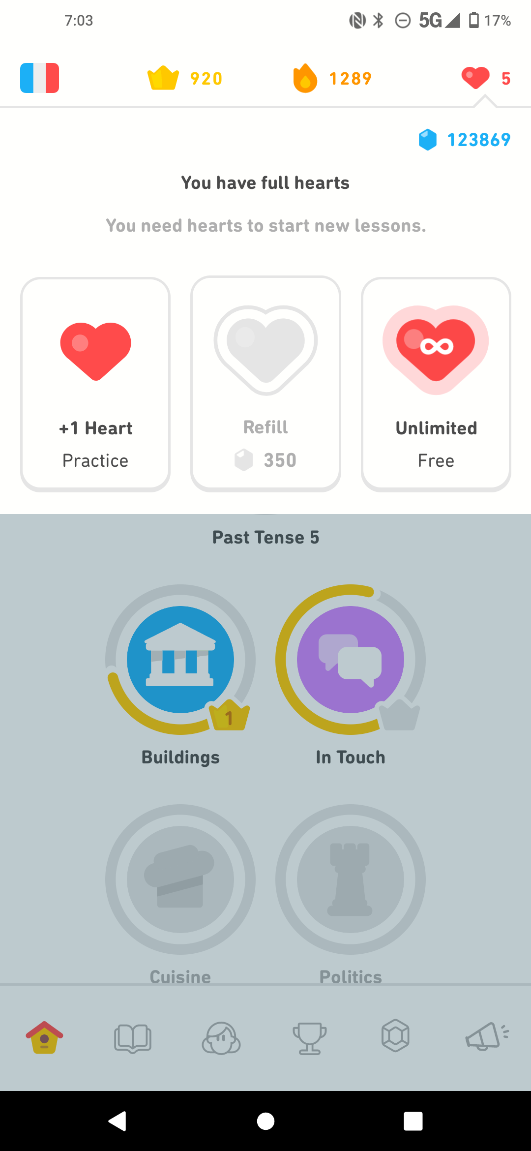 Interfaz de Duolingo