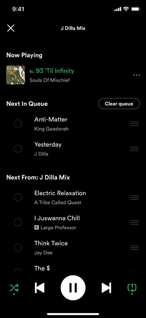 Interfaz de Spotify
